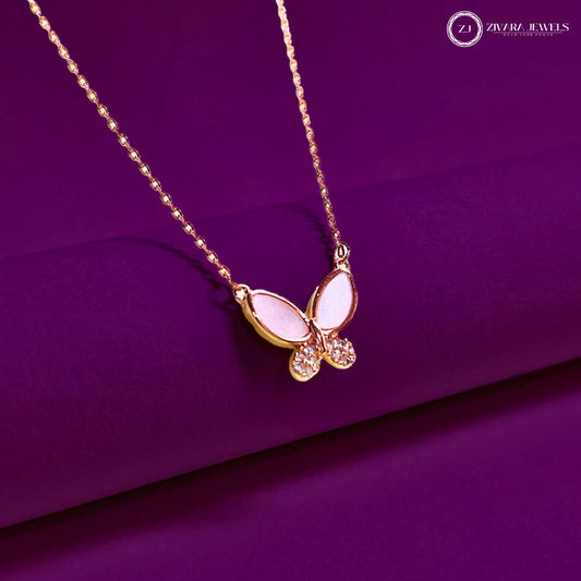 Anti-Tarnish Butterfly Charm Necklace in Rose Gold