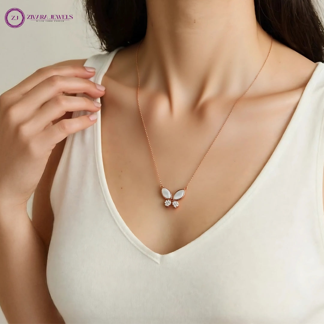 Anti-Tarnish Butterfly Charm Necklace in Rose Gold