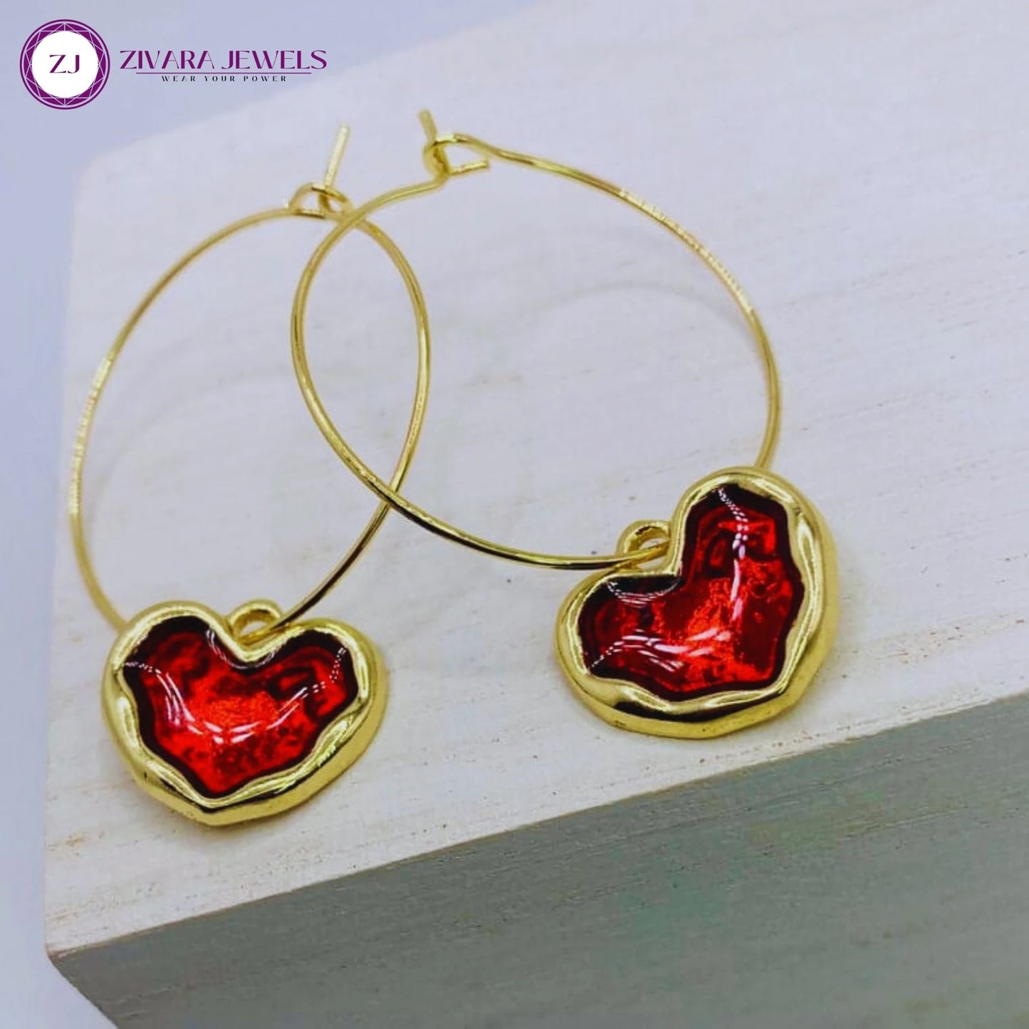 Korean Heart Shape Hoop Earrings – Gold‑Plated Alloy Hoops
