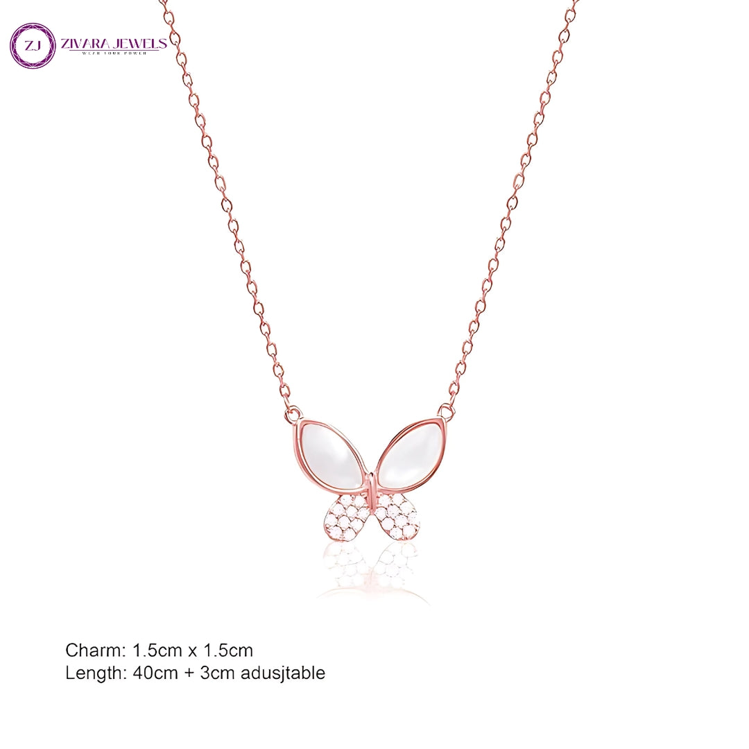 Anti-Tarnish Butterfly Charm Necklace in Rose Gold