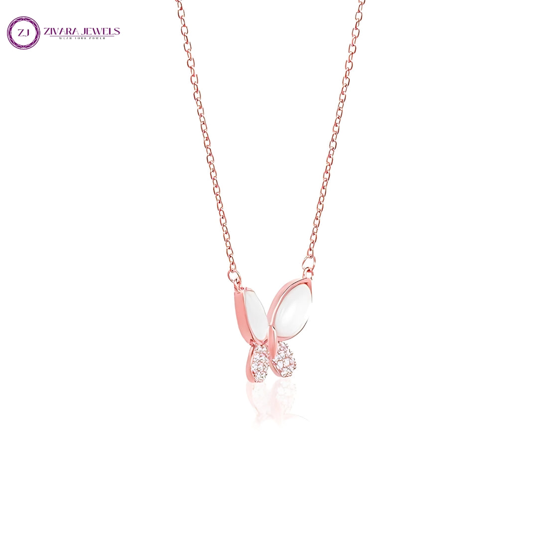 Anti-Tarnish Butterfly Charm Necklace in Rose Gold