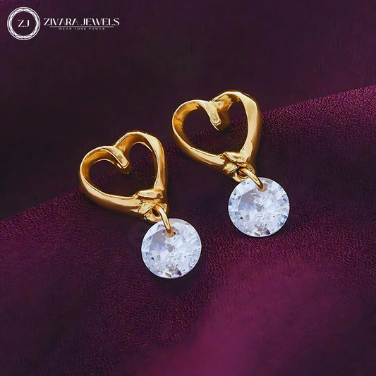 Entangled Heart‑Shape Korean Crystal Drop Earrings