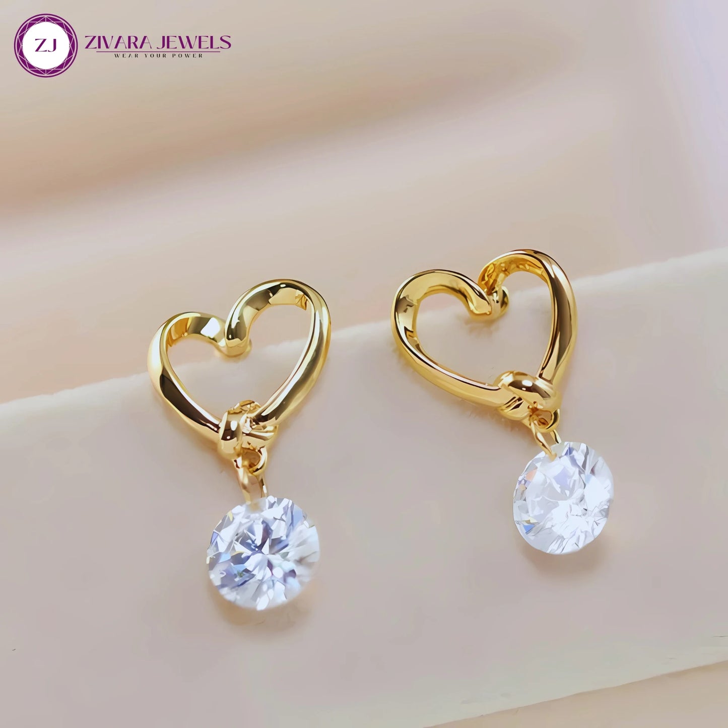 Entangled Heart‑Shape Korean Crystal Drop Earrings