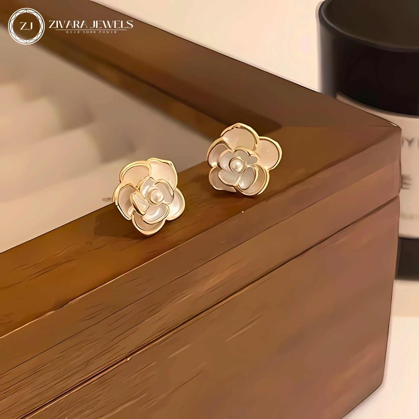 Korean Pearl Flower Stud Earrings – Alloy Floral Pearl Studs