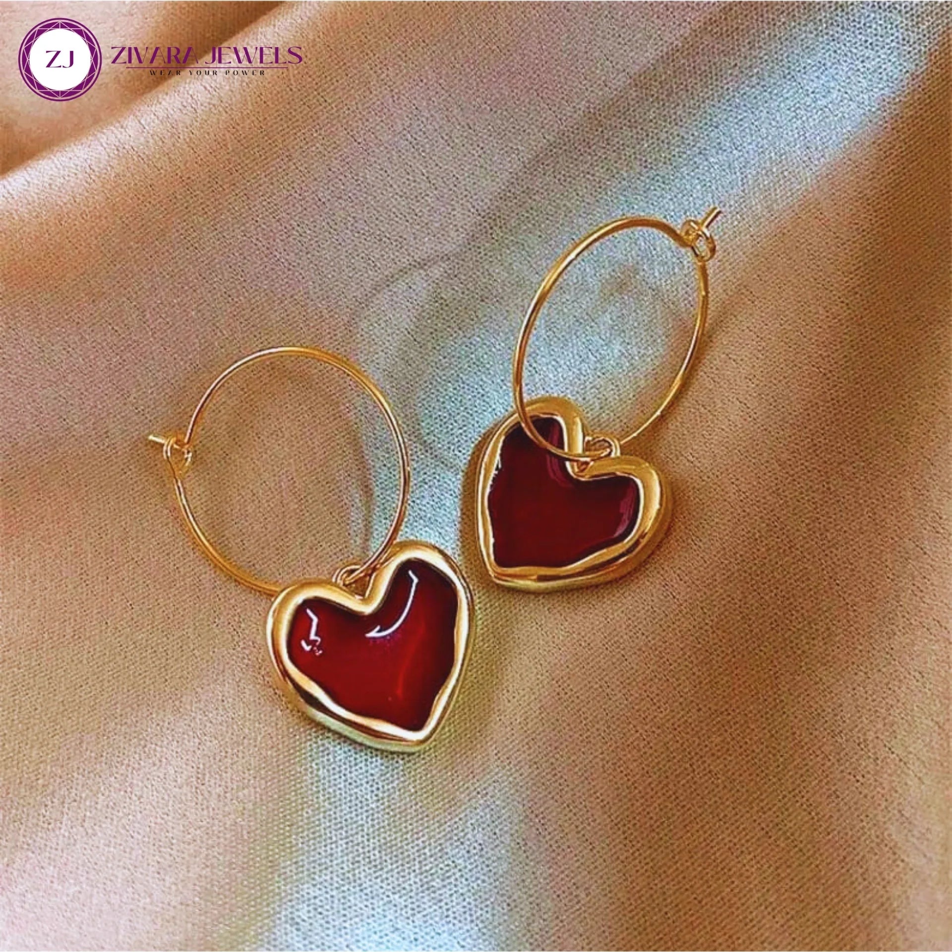 Korean Heart Shape Hoop Earrings – Gold‑Plated Alloy Hoops