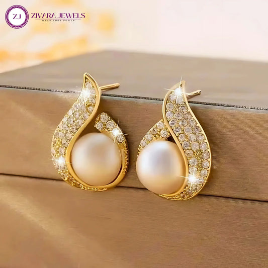 Korean Pearl Stud Earrings – Classic Alloy Pearl Ear Studs