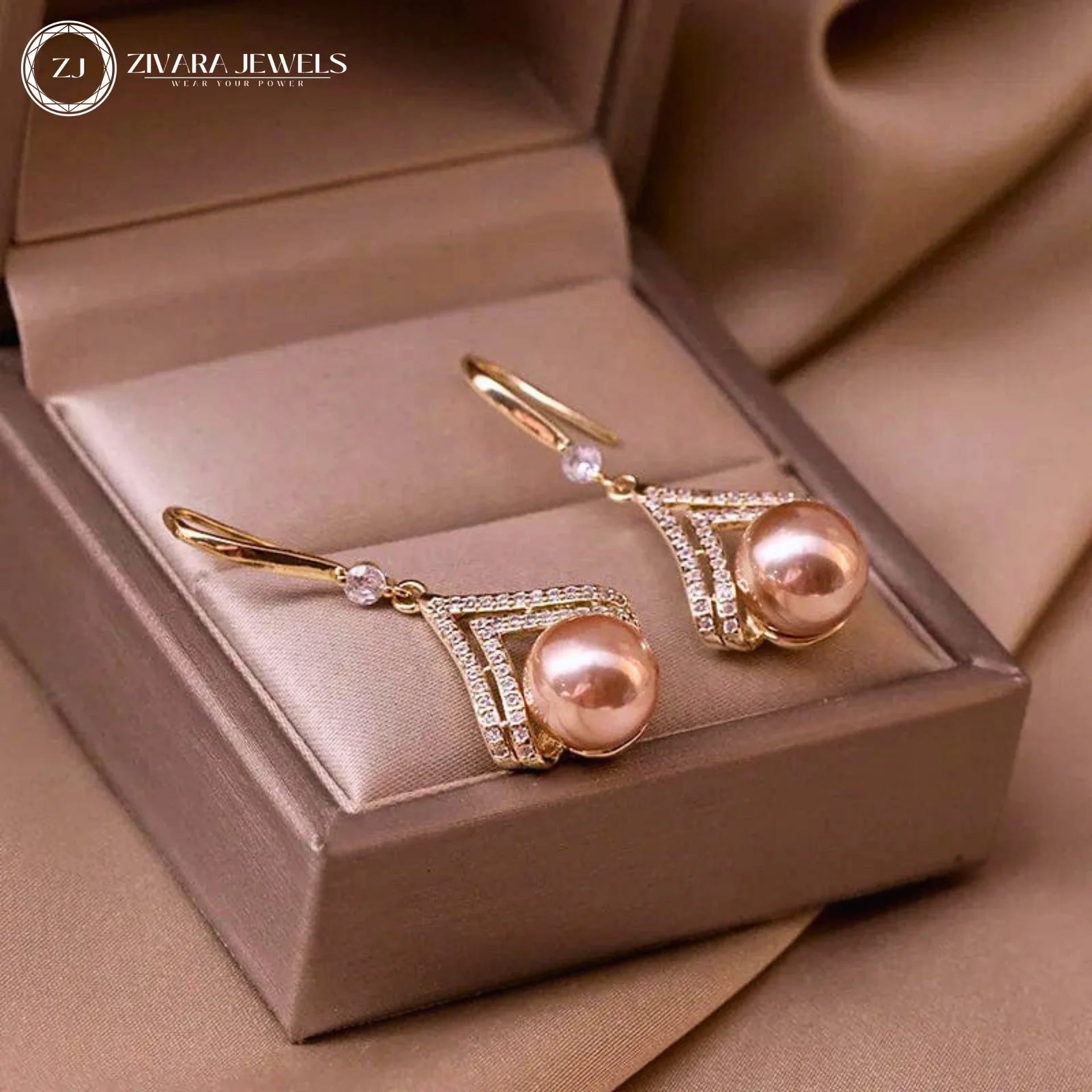 Korean Rhinestone & Pearl Dangle Earrings – Elegant Drop Jewelry