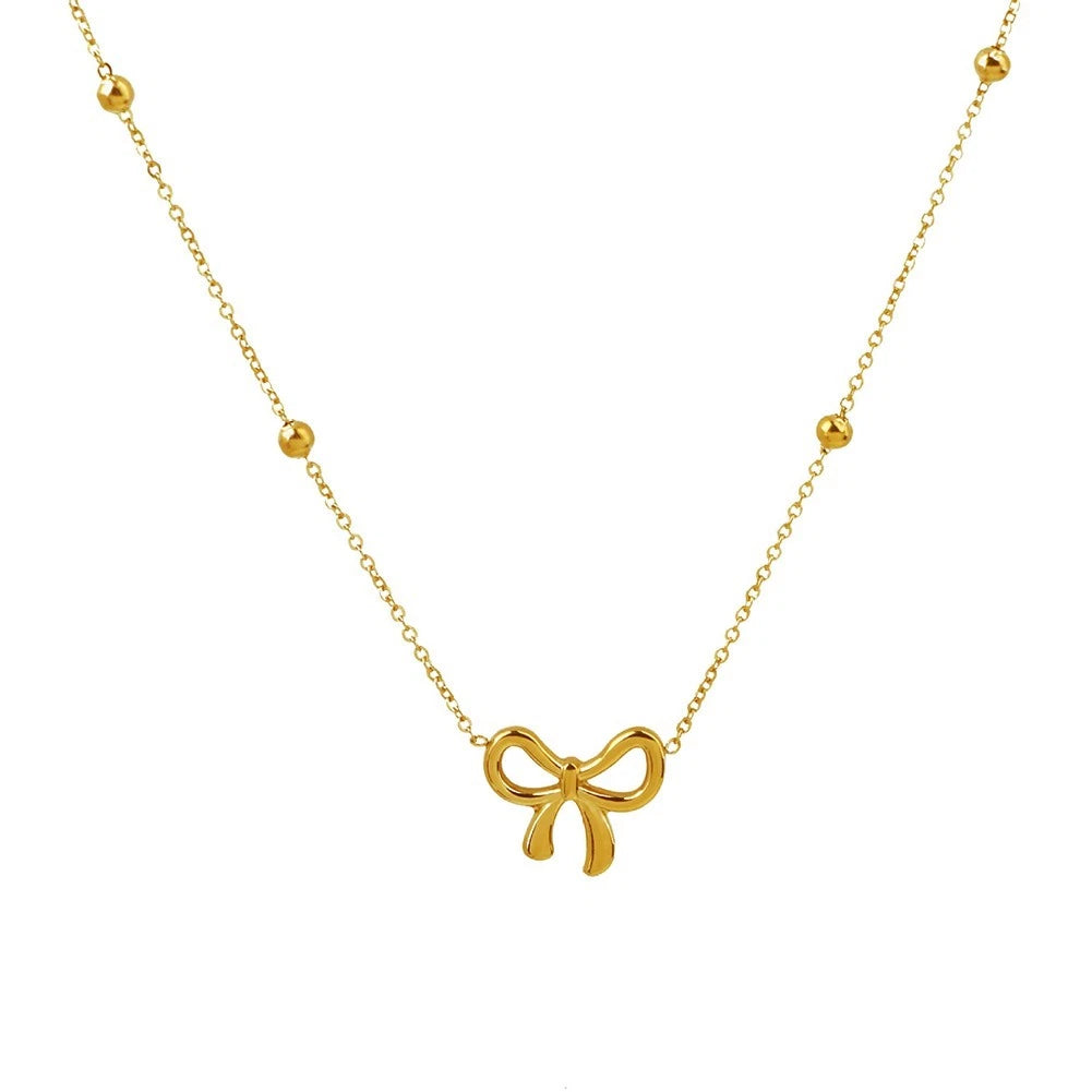 Gold Chain Necklace with Bow Pendant – Anti-Tarnish Jewelry