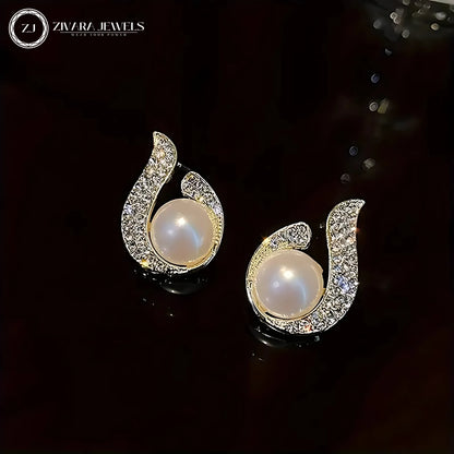 Korean Pearl Stud Earrings – Classic Alloy Pearl Ear Studs