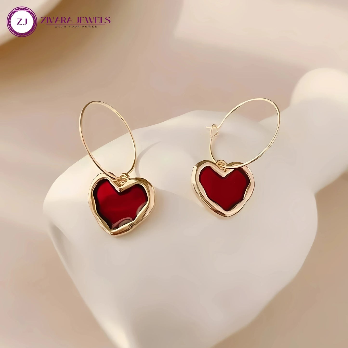 Korean Heart Shape Hoop Earrings – Gold‑Plated Alloy Hoops