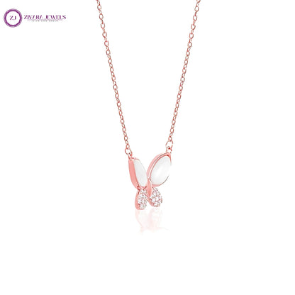 Anti-Tarnish Butterfly Charm Necklace in Rose Gold