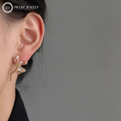 Crystal Flower Stud Earrings – Sparkling Floral Alloy Jewelry