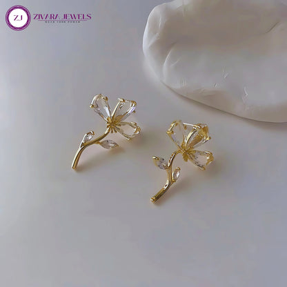 Crystal Flower Stud Earrings – Sparkling Floral Alloy Jewelry