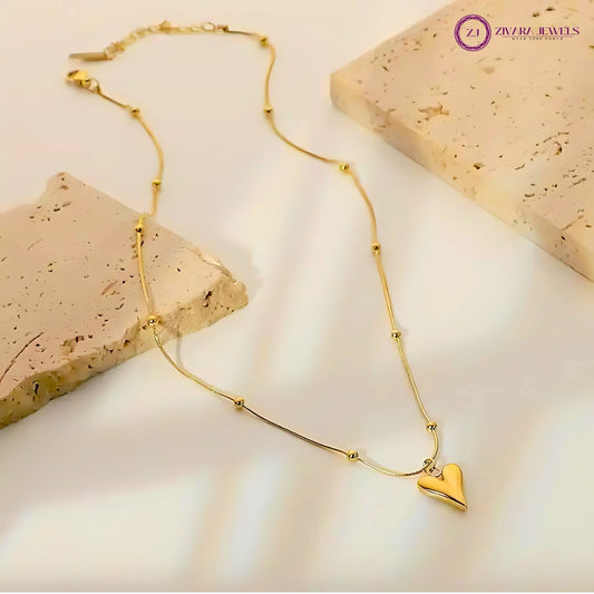 Anti‑Tarnish Gold Heart Pendant Necklace with Chain – Women’s Jewelry