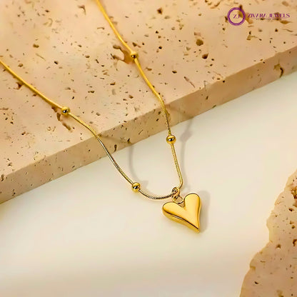 Anti‑Tarnish Gold Heart Pendant Necklace with Chain – Women’s Jewelry