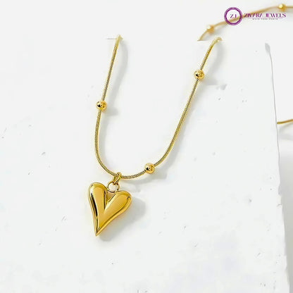 Anti‑Tarnish Gold Heart Pendant Necklace with Chain – Women’s Jewelry