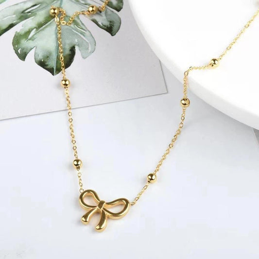 Gold Chain Necklace with Bow Pendant – Anti-Tarnish Jewelry