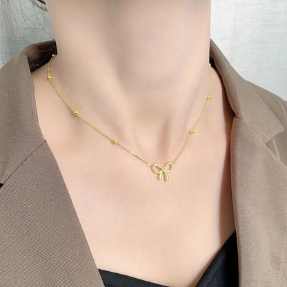 Gold Chain Necklace with Bow Pendant – Anti-Tarnish Jewelry